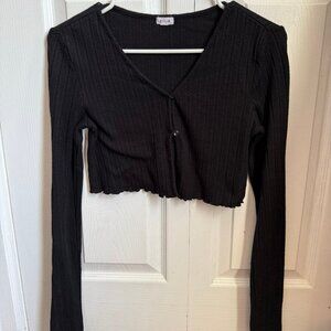 Garage Black Knit Ribbed Long Sleeve Shirt - Size Small